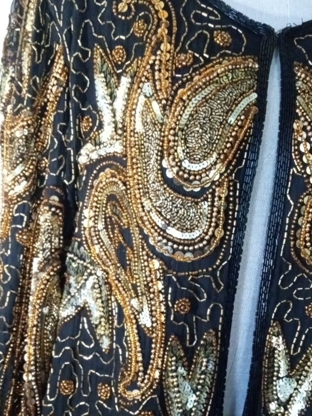 Jakelin Designs 100% Pure Silk Black & Gold Sequin & Beads Plus Size Jacket 3X - Picture 2 of 13